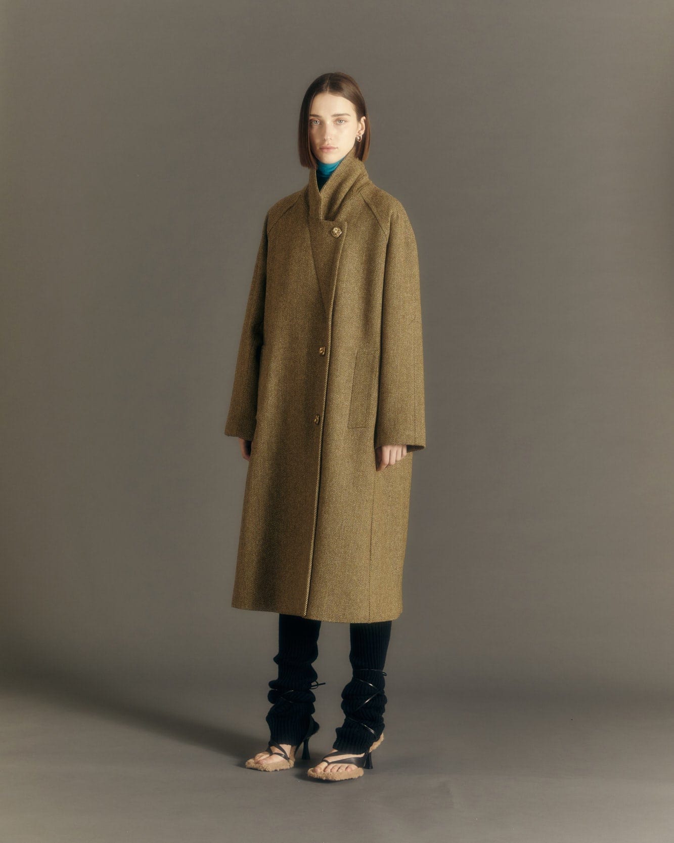 Andersson Bell (WOMEN) CARIN HERRINGBONE RAGLAN COAT awa544w(BROWN)_1