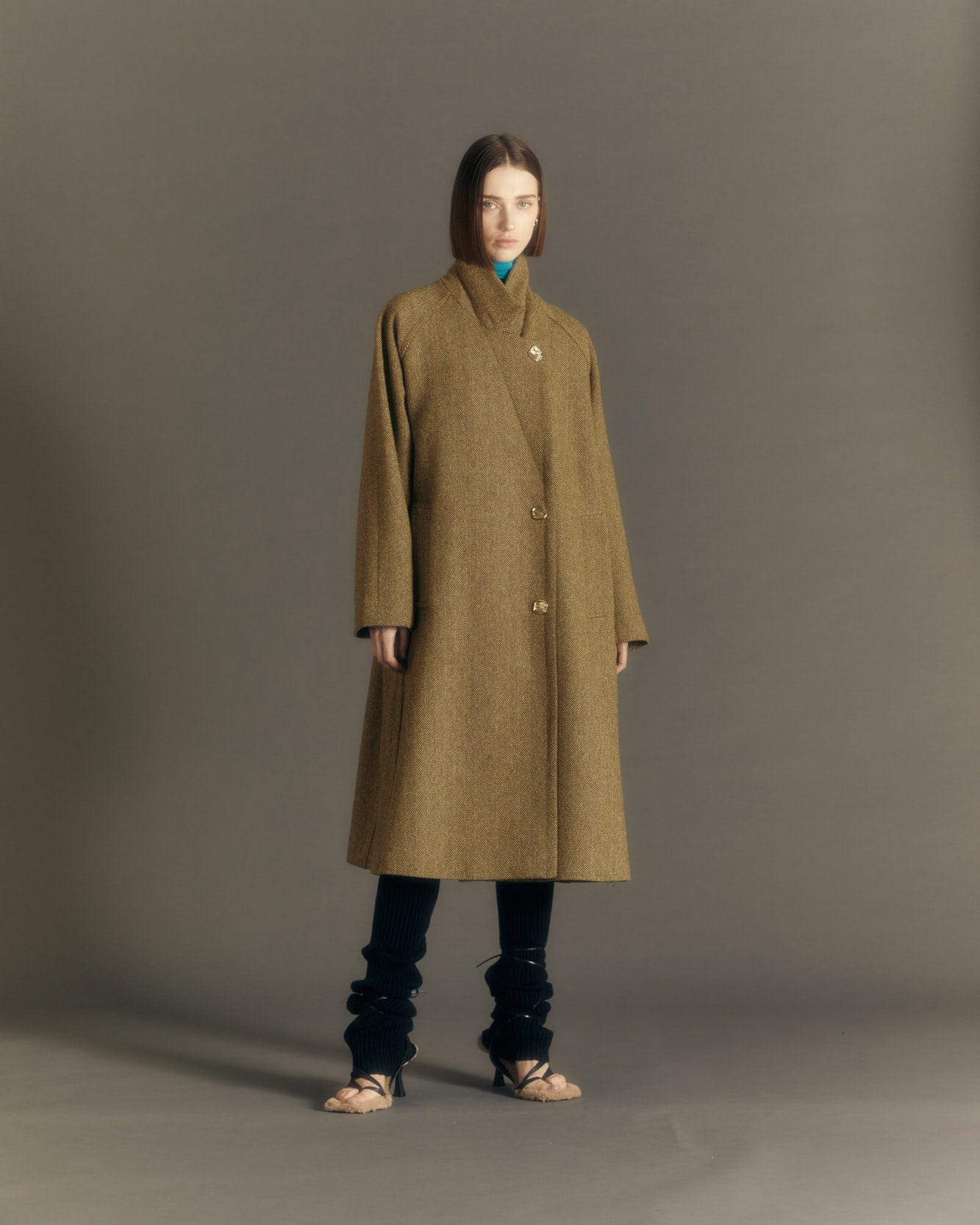Andersson Bell (WOMEN) CARIN HERRINGBONE RAGLAN COAT awa544w(BROWN)_1