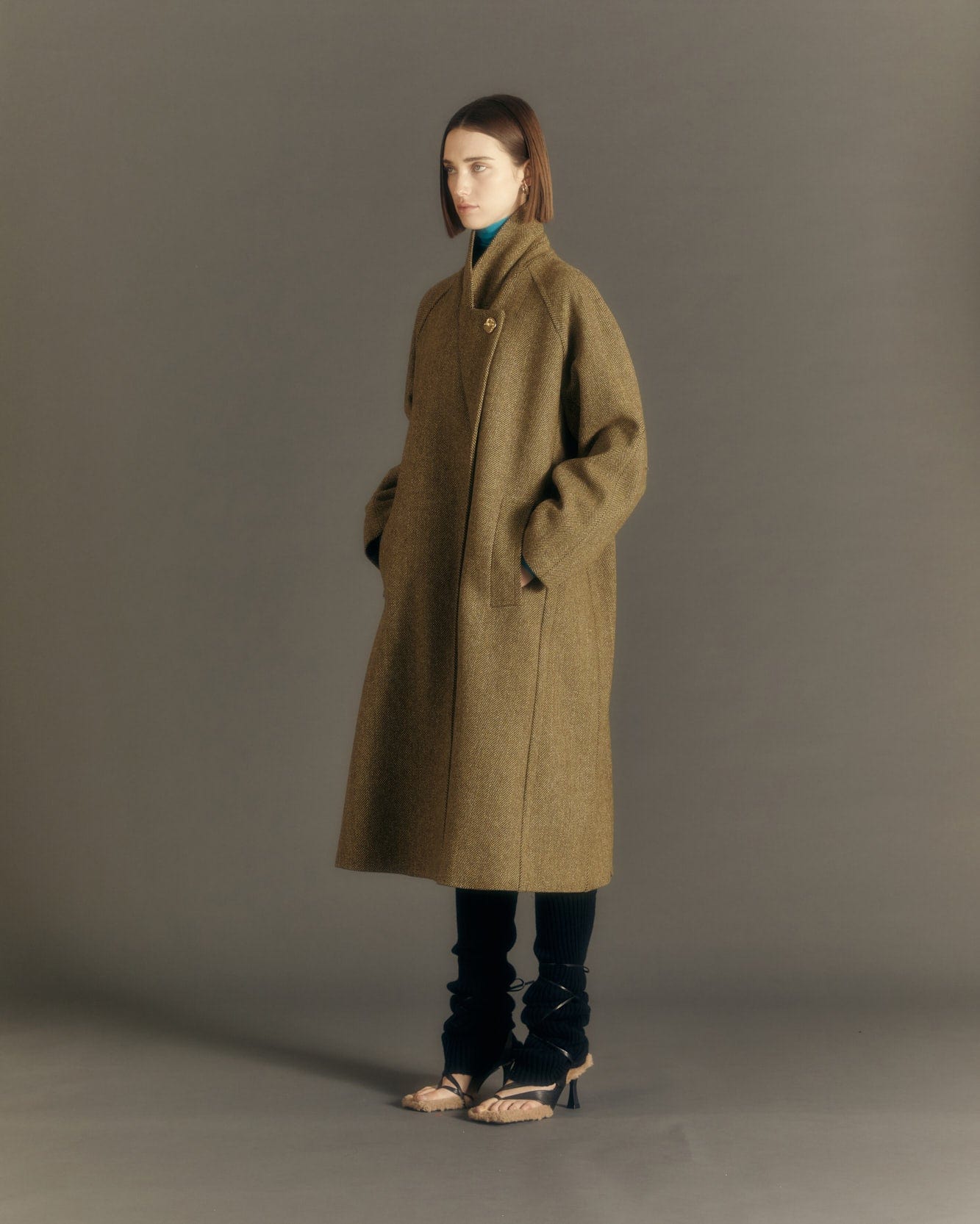Andersson Bell (WOMEN) CARIN HERRINGBONE RAGLAN COAT awa544w(BROWN)_1