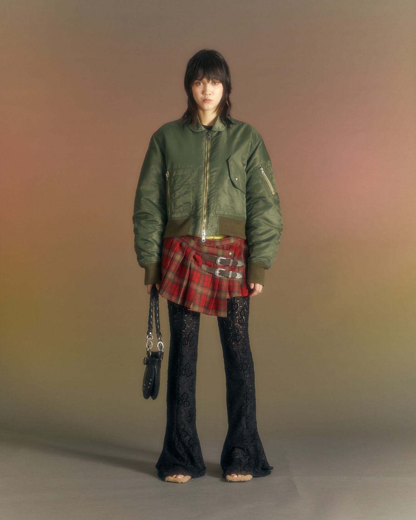 Andersson Bell (WOMEN) CARLEE BOMBER KILT DRESS atb977w(KHAKI)