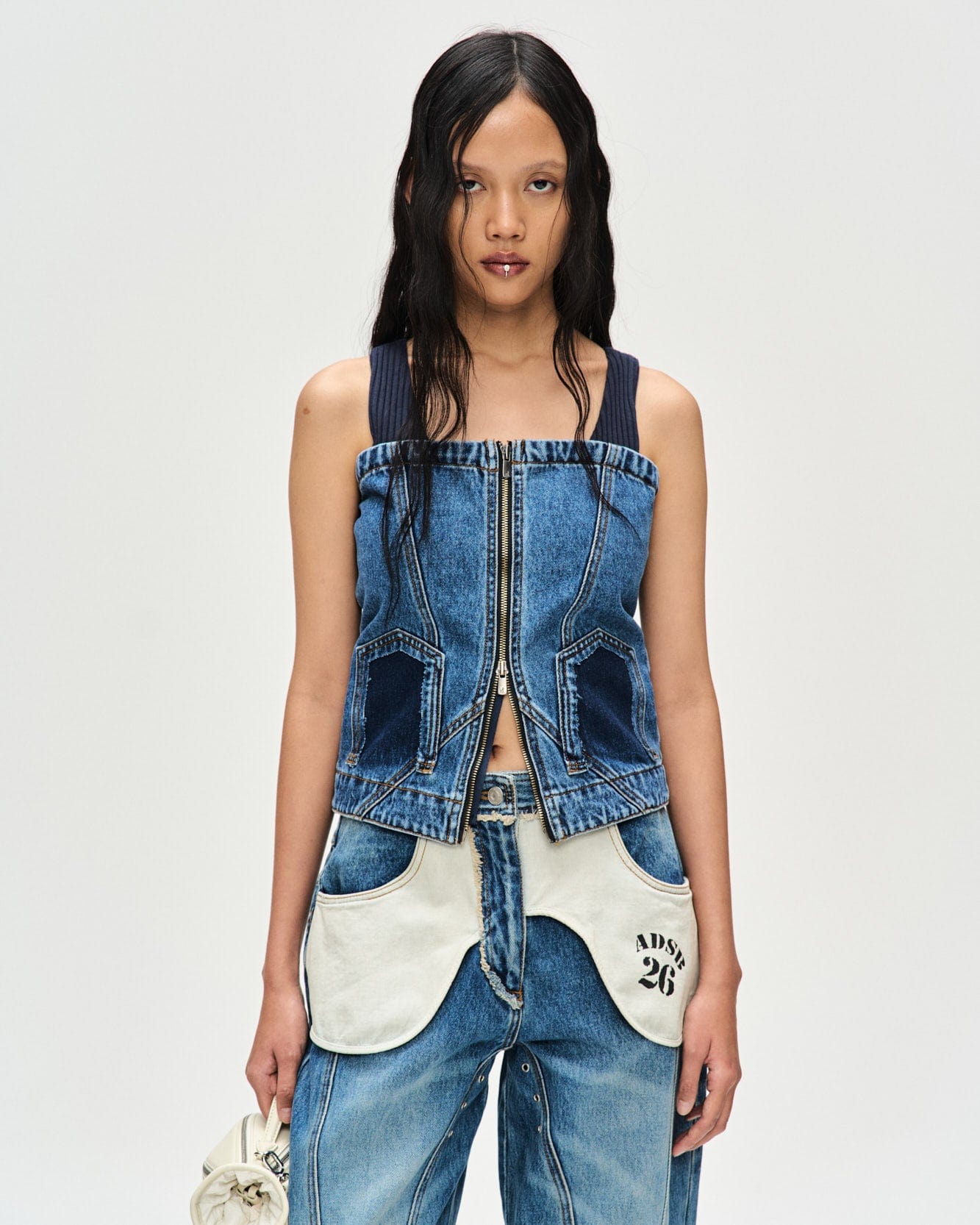 Andersson Bell (WOMEN) COVE DECONSTRUCTED DENIM BUSTIER atb1101w(BLUE)