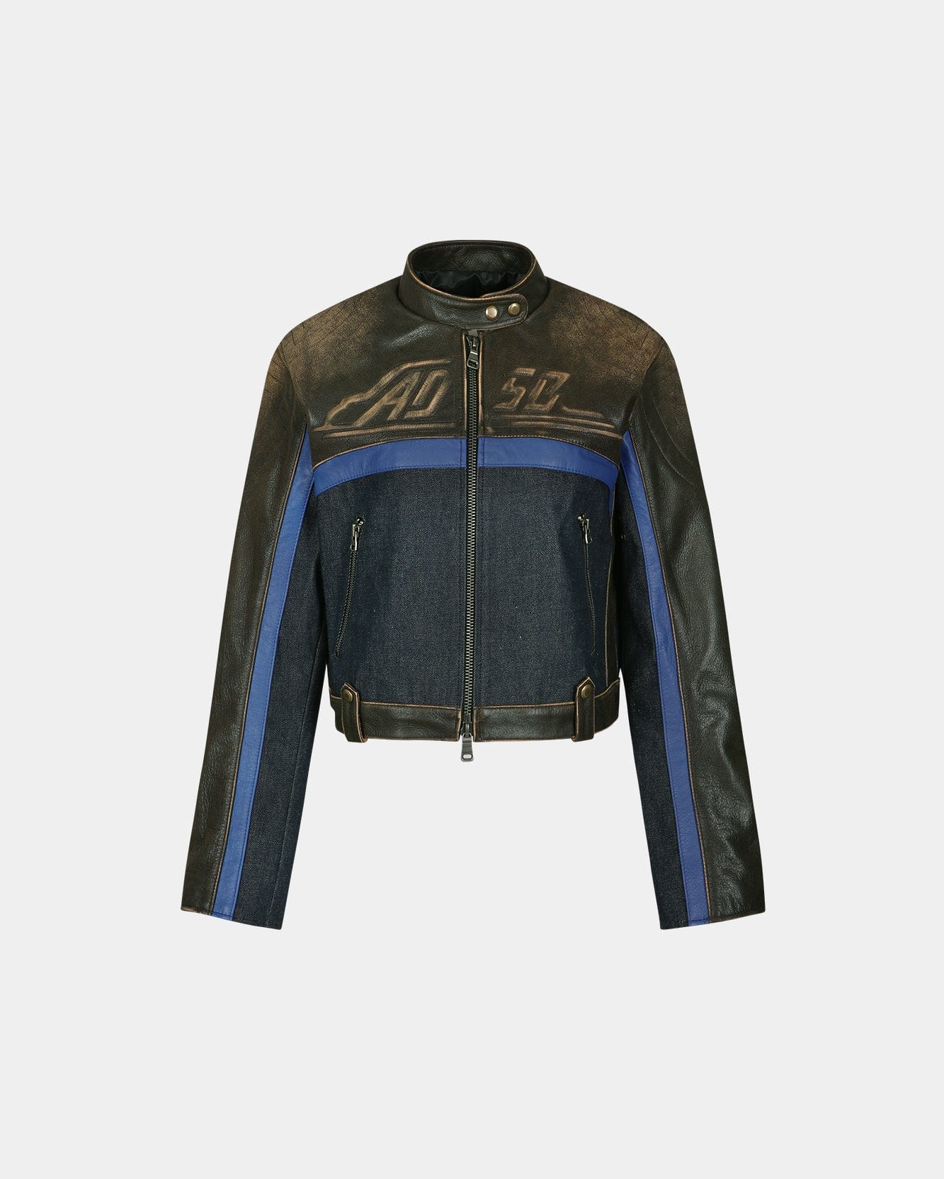 [牛革100%] ANDERSSON BELL
レザーライダージャケット WOMEN) DENIM COMBO RACING LEATHER JACKET awa593w(BROWN