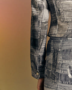 Andersson Bell (WOMEN) DENIM PATCH PRINTED JACKET awa539w(BLACK)