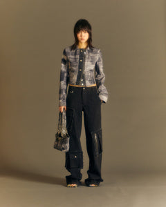 Andersson Bell (WOMEN) DENIM PATCH PRINTED JACKET awa539w(BLACK)