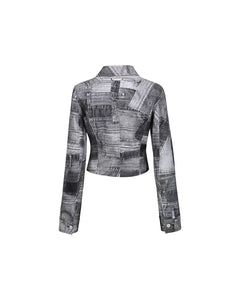 Andersson Bell (WOMEN) DENIM PATCH PRINTED JACKET awa539w(BLACK)