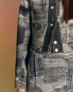 Andersson Bell (WOMEN) DENIM PATCH PRINTED JACKET awa539w(BLACK)