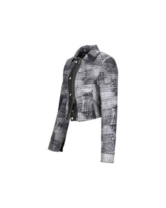 Andersson Bell (WOMEN) DENIM PATCH PRINTED JACKET awa539w(BLACK)