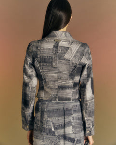 Andersson Bell (WOMEN) DENIM PATCH PRINTED JACKET awa539w(BLACK)
