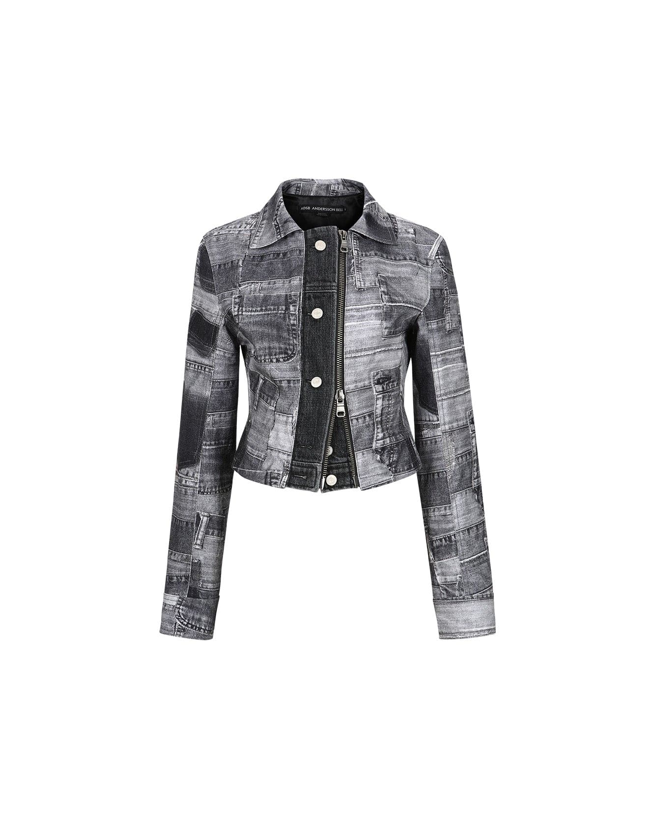 Andersson Bell (WOMEN) DENIM PATCH PRINTED JACKET awa539w(BLACK)