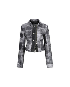 Andersson Bell (WOMEN) DENIM PATCH PRINTED JACKET awa539w(BLACK)