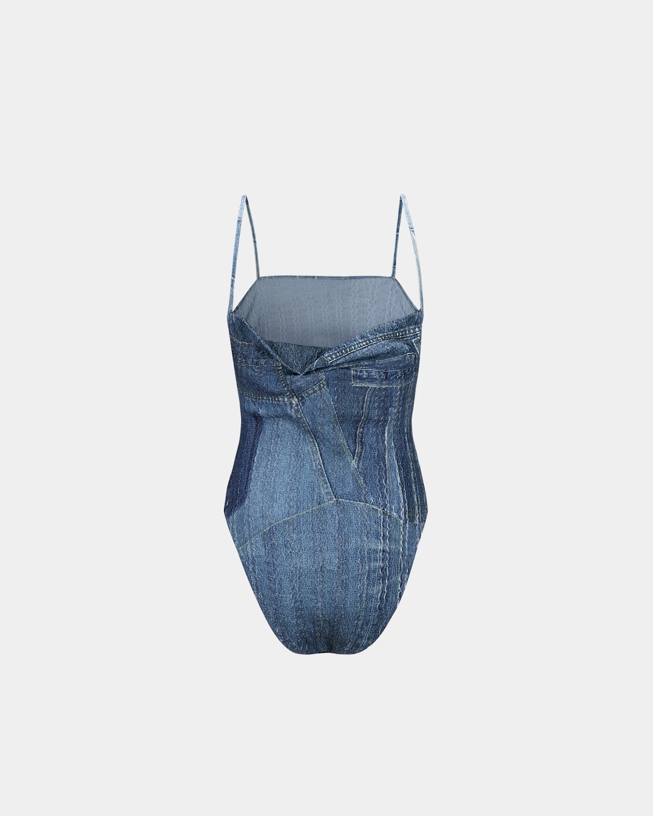 Andersson Bell (WOMEN) DENIM PRINTED KNIT BODYSUIT atb1093w(WASHED BLUE)