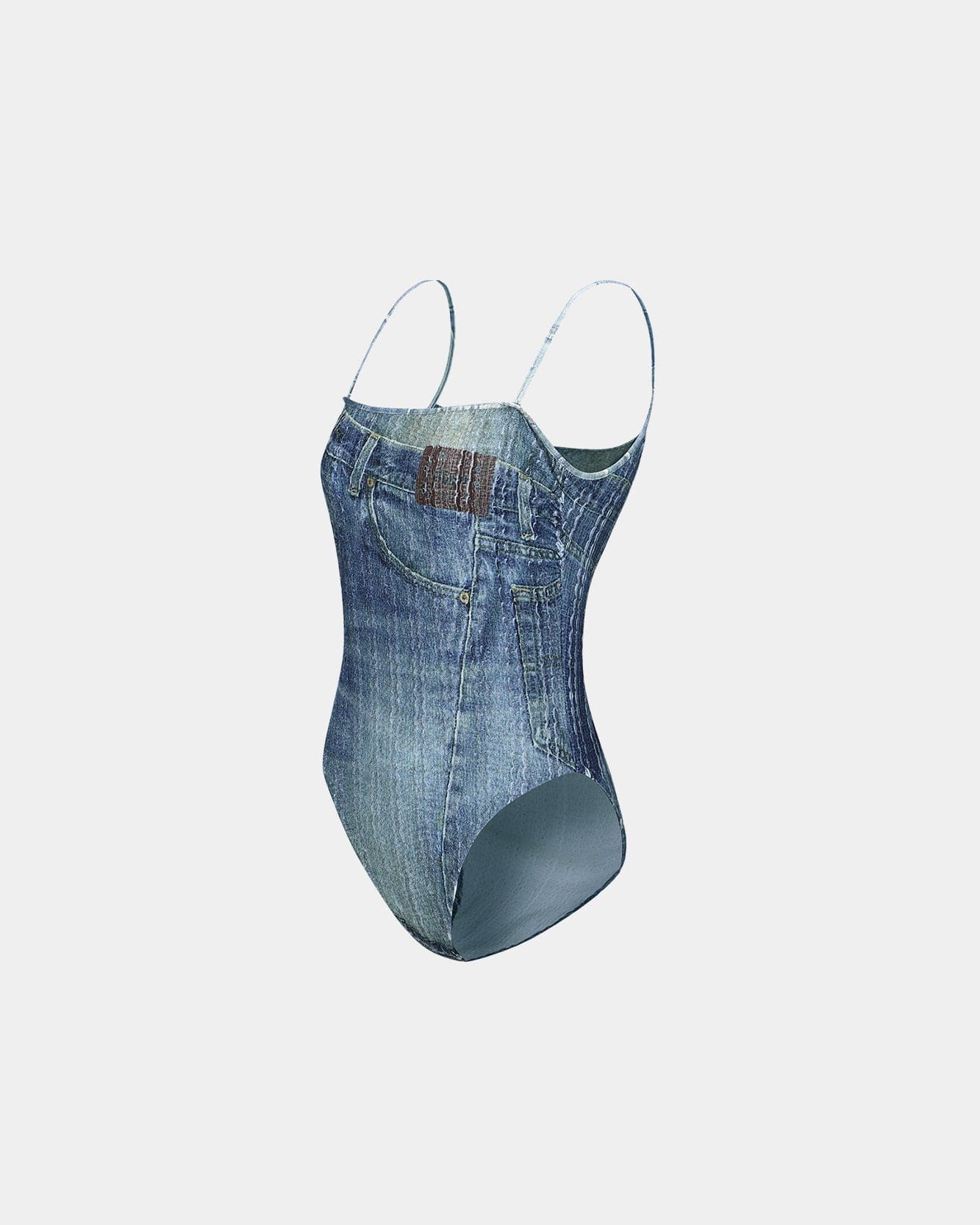 Andersson Bell (WOMEN) DENIM PRINTED KNIT BODYSUIT atb1093w(WASHED BLUE)