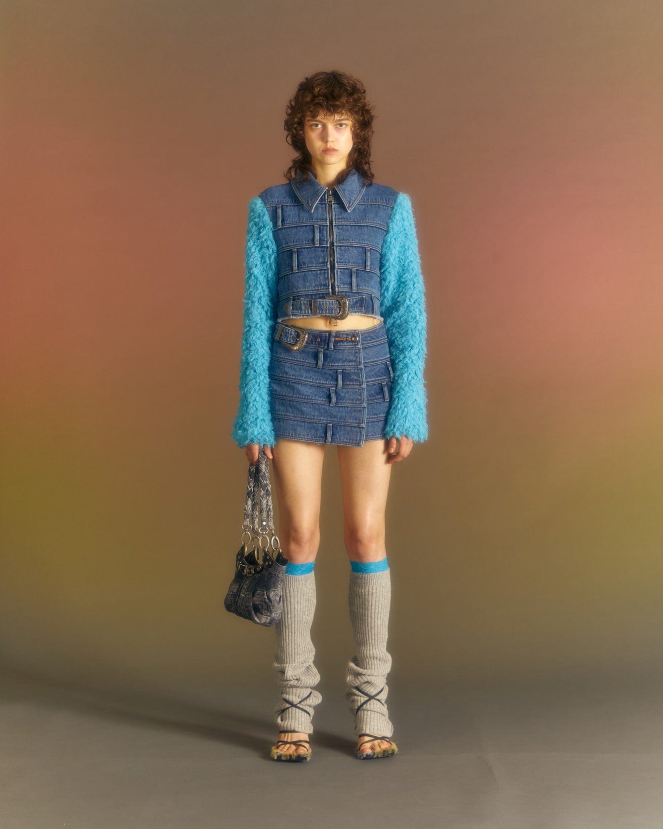 Andersson Bell (WOMEN) DUA MULTI WAIST DENIM JACKET awa548w(BLUE)_2