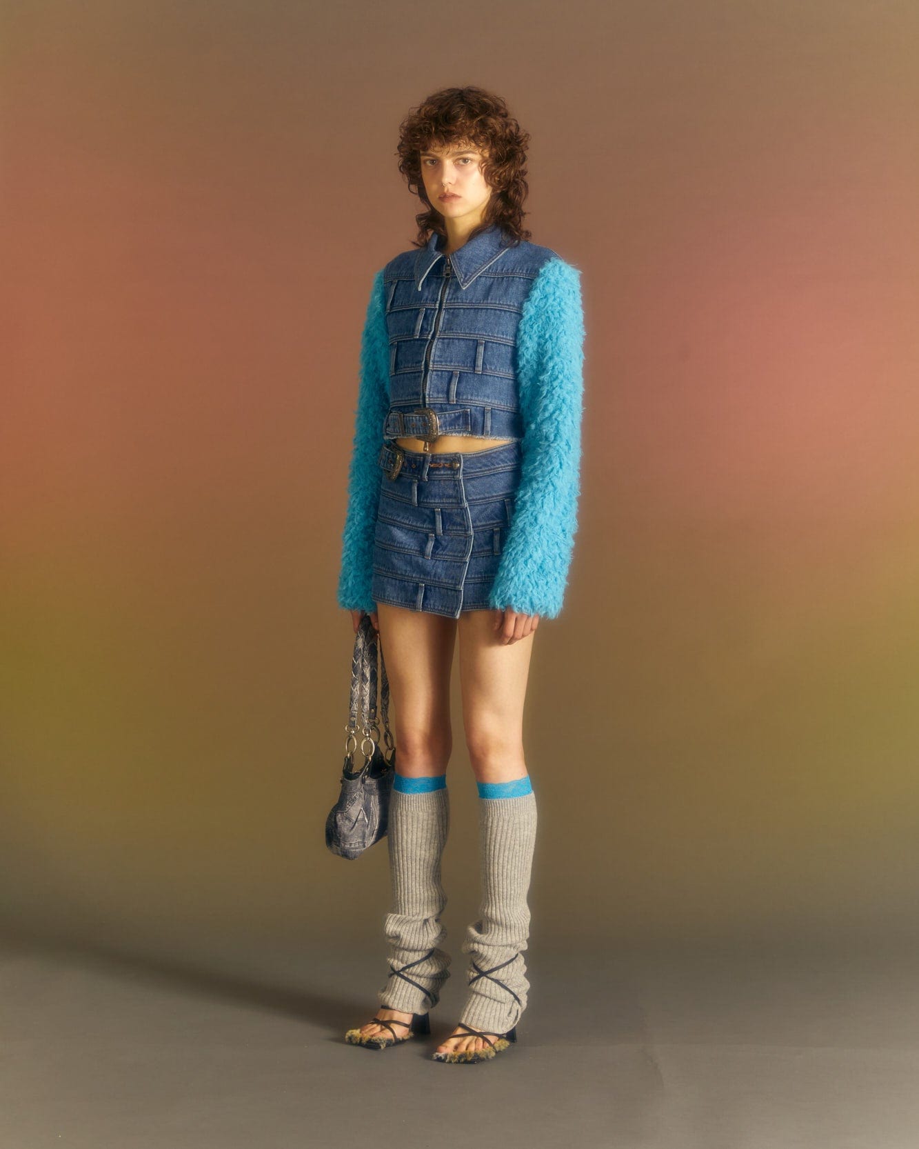 Andersson Bell (WOMEN) DUA MULTI WAIST DENIM JACKET awa548w(BLUE)_2