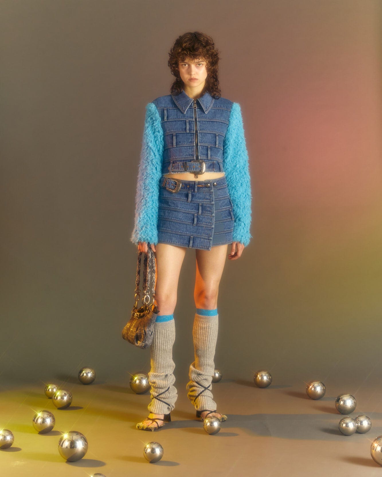 Andersson Bell (WOMEN) DUA MULTI WAIST DENIM JACKET awa548w(BLUE)_2