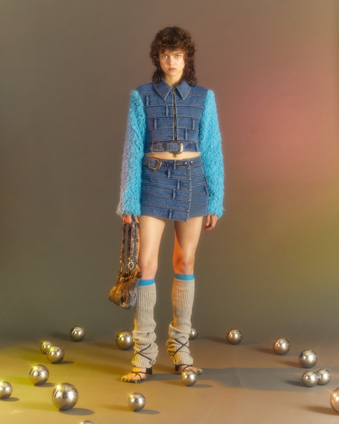 Andersson Bell (WOMEN) DUA MULTI WAIST DENIM SKIRT apa664w(BLUE)