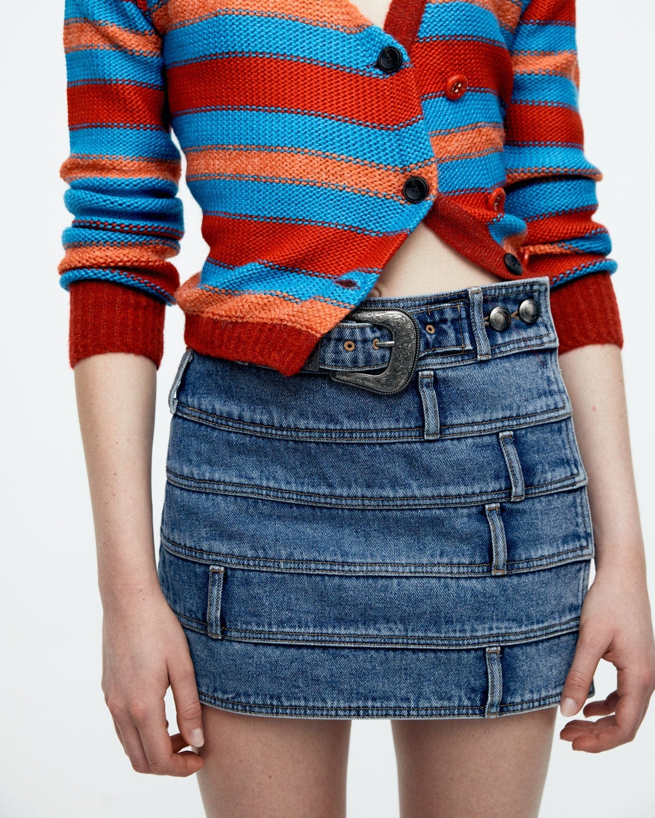 Andersson Bell (WOMEN) DUA MULTI WAIST DENIM SKIRT apa664w(BLUE)