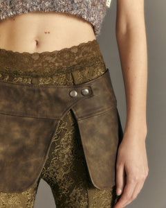 Andersson Bell (WOMEN) EMMA FAUX LEATHER WRAP MICRO SKIRT apa654w(BROWN)
