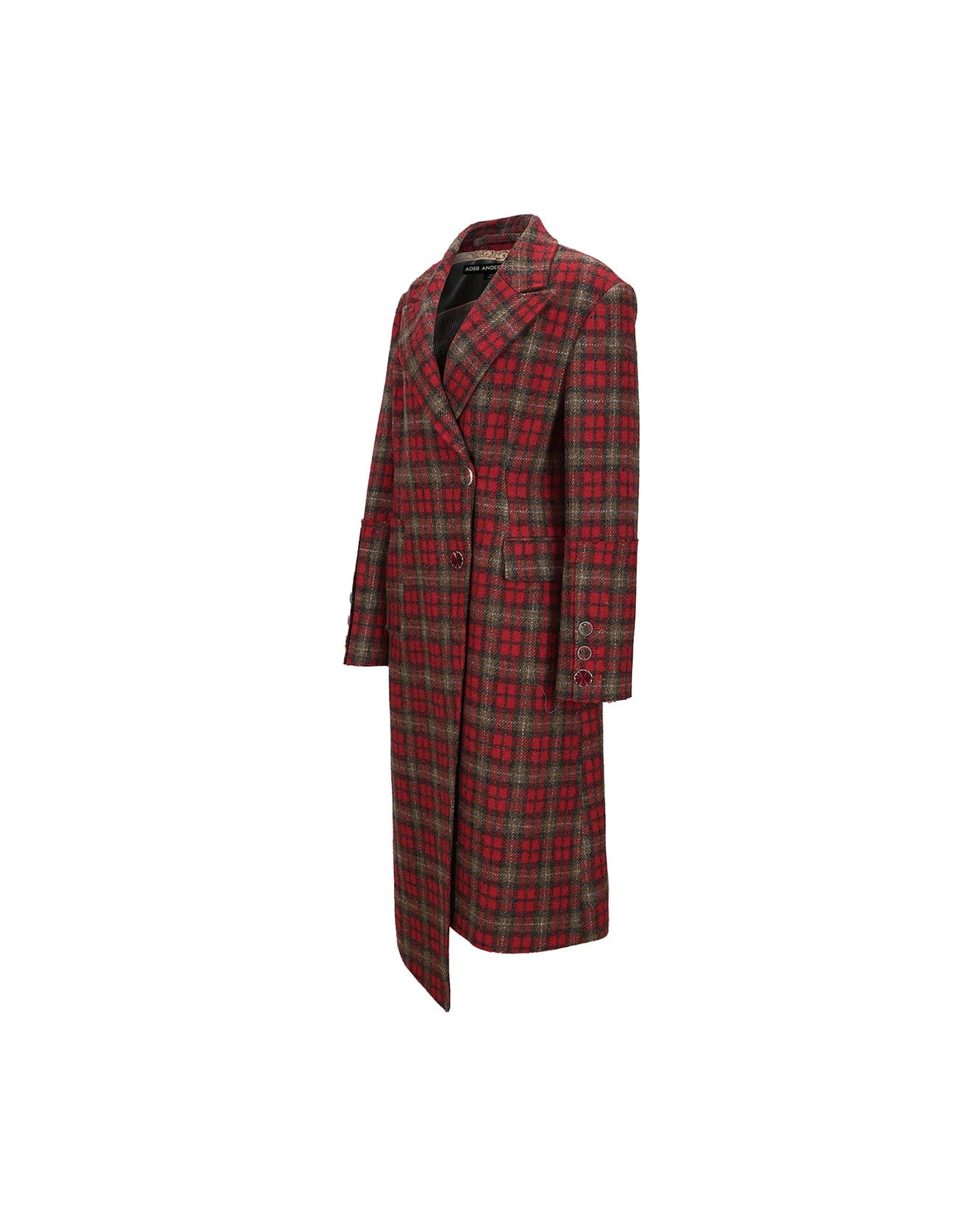 Andersson Bell (WOMEN) ENYA CHECK ASYMMETRIC COAT awa540w(RED)