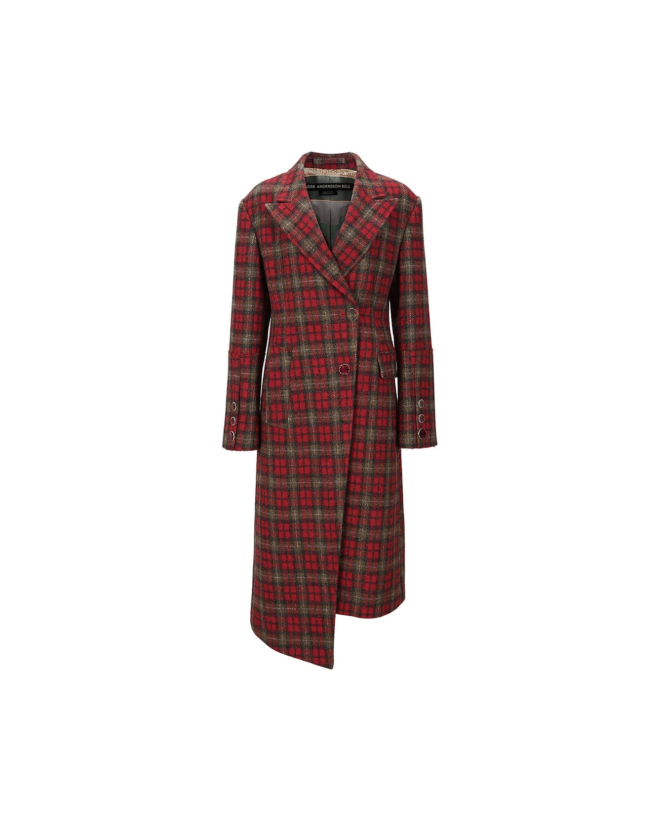 Andersson Bell (WOMEN) ENYA CHECK ASYMMETRIC COAT awa540w(RED)