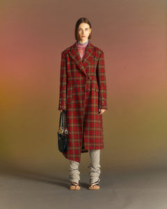 Andersson Bell (WOMEN) ENYA CHECK ASYMMETRIC COAT awa540w(RED)