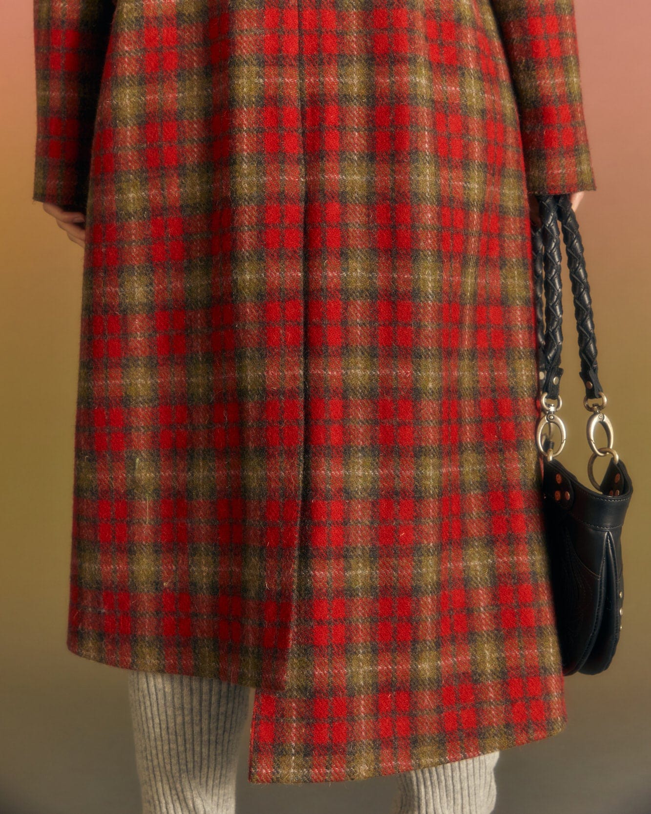 Andersson Bell (WOMEN) ENYA CHECK ASYMMETRIC COAT awa540w(RED)