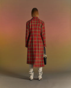 Andersson Bell (WOMEN) ENYA CHECK ASYMMETRIC COAT awa540w(RED)