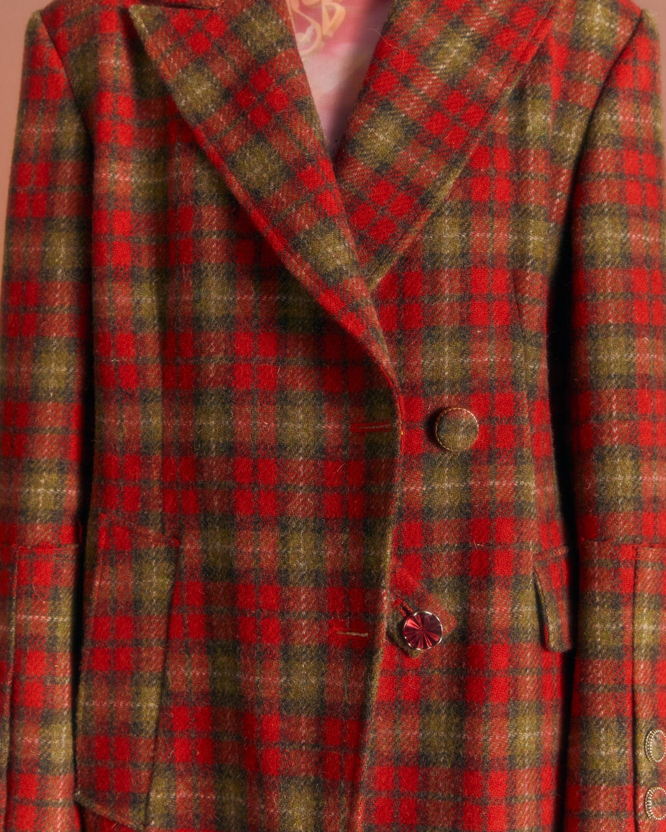 Andersson Bell (WOMEN) ENYA CHECK ASYMMETRIC COAT awa540w(RED)
