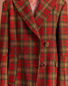 Andersson Bell (WOMEN) ENYA CHECK ASYMMETRIC COAT awa540w(RED)