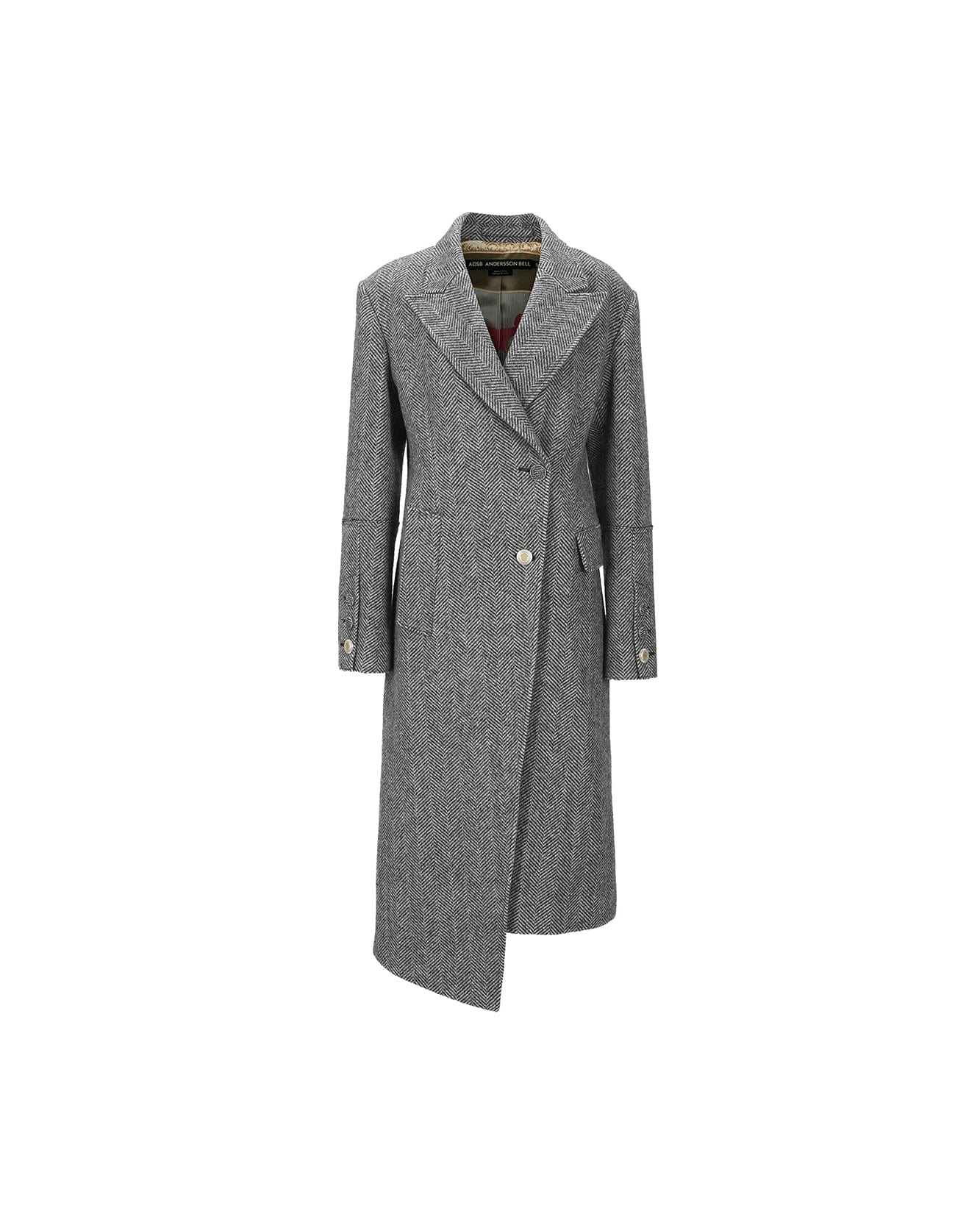 Andersson Bell (WOMEN) ENYA HERRINGBONE ASYMMETRIC COAT awa541w(GREY)