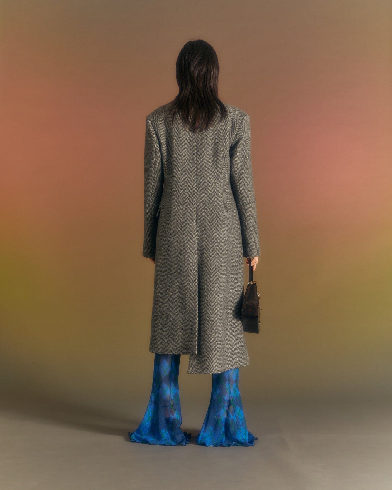 Andersson Bell (WOMEN) ENYA HERRINGBONE ASYMMETRIC COAT awa541w(GREY)