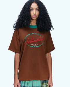 Andersson Bell (WOMEN) (ESSENTIAL) UNISEX LOGO EMBROIDERY PONTE T-SHIRTS atb902u(BROWN)