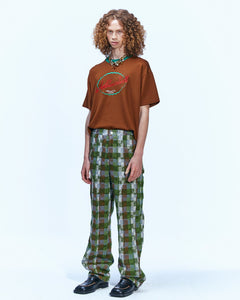 Andersson Bell (WOMEN) (ESSENTIAL) UNISEX LOGO EMBROIDERY PONTE T-SHIRTS atb902u(BROWN)
