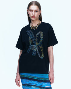 Andersson Bell (WOMEN) (ESSENTIAL) UNISEX NEW AB LOGO EMBROIDERY T-SHIRTS atb903u(BLACK)