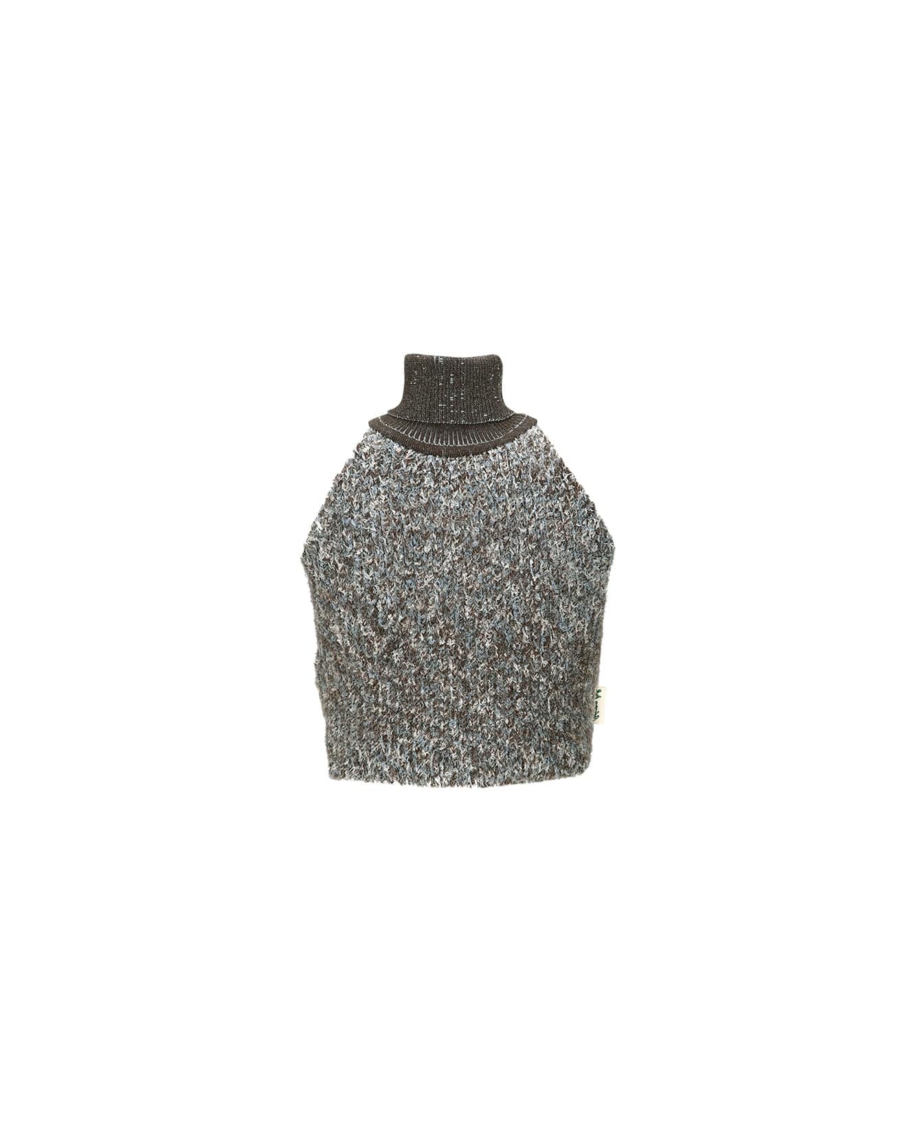 Andersson Bell (WOMEN) FLUFFY SLEEVELESS KNIT TOP atb983w(BROWN)
