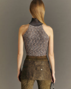Andersson Bell (WOMEN) FLUFFY SLEEVELESS KNIT TOP atb983w(BROWN)