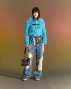 Andersson Bell (WOMEN) GOLDIE FAUX FUR CARDIGAN atb981w(BLUE)