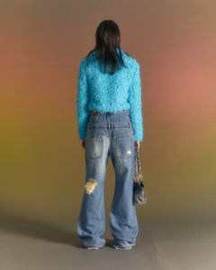 Andersson Bell (WOMEN) GOLDIE FAUX FUR CARDIGAN atb981w(BLUE)