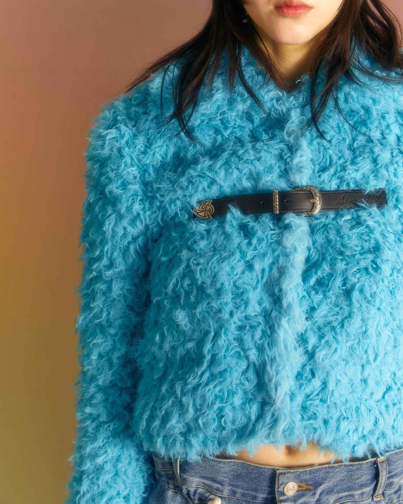 Andersson Bell (WOMEN) GOLDIE FAUX FUR CARDIGAN atb981w(BLUE)