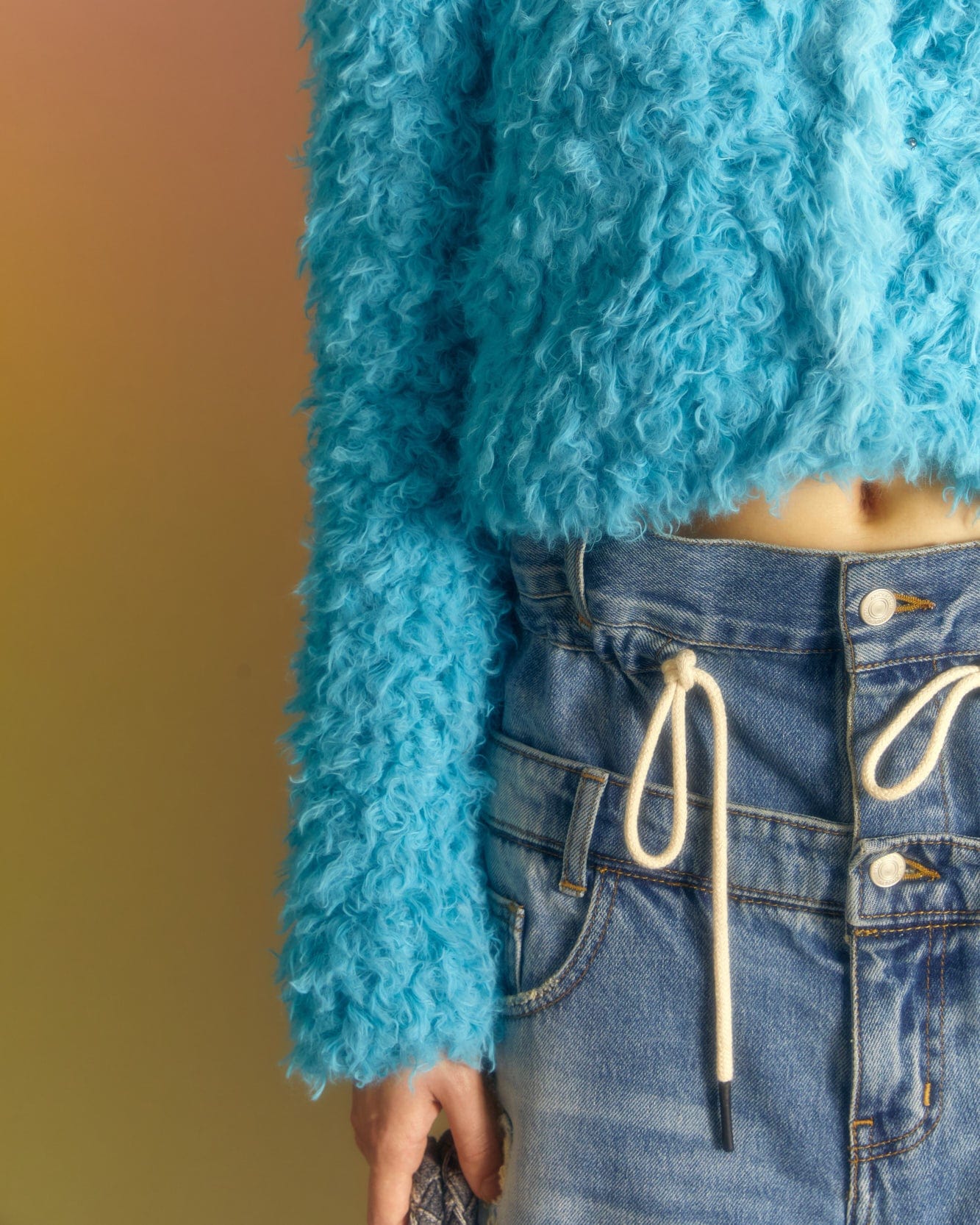 Andersson Bell (WOMEN) GOLDIE FAUX FUR CARDIGAN atb981w(BLUE)