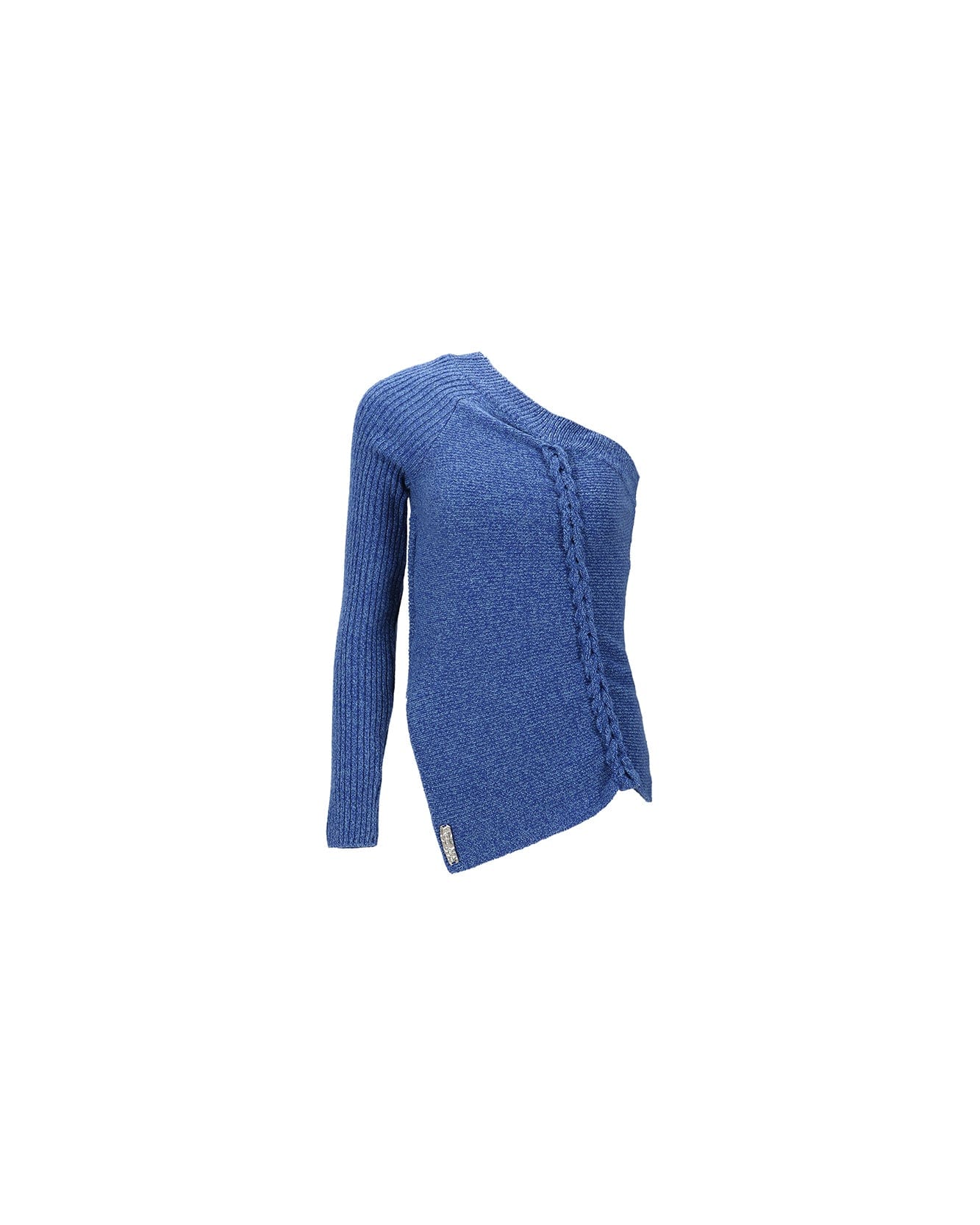 Andersson Bell (WOMEN) HAND TWIST ASYMMETRIC KNIT TOP atb985w(MELANGE BLUE)