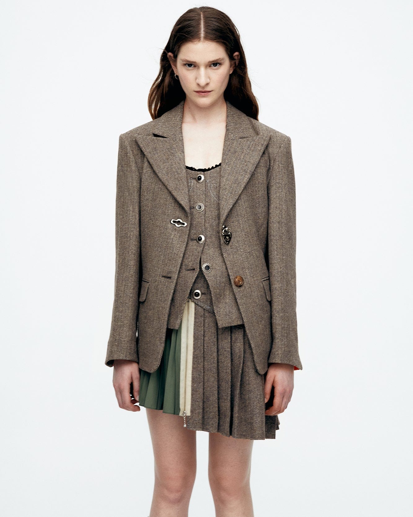 Andersson Bell (WOMEN) HARUKO HERRINGBONE MA-1 JACKET awa612w(GREY)