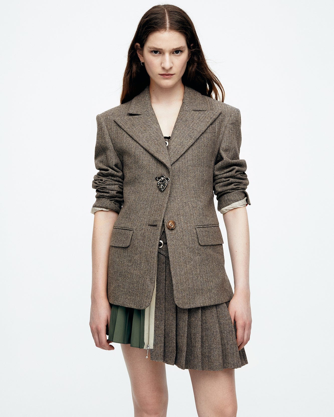 Andersson Bell (WOMEN) HARUKO HERRINGBONE MA-1 JACKET awa612w(GREY)