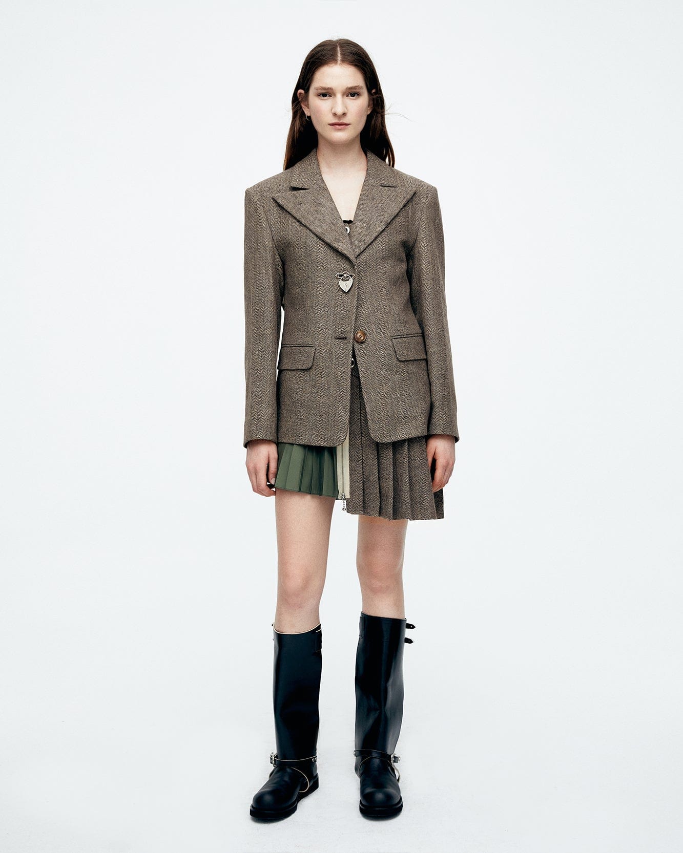 Andersson Bell (WOMEN) HARUKO HERRINGBONE MA-1 JACKET awa612w(GREY)