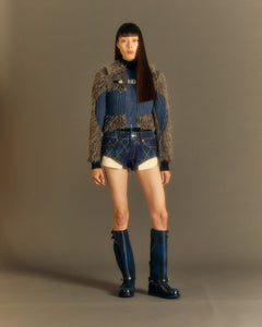Andersson Bell (Women) HEATHER CUT-OUT LONG BOOTS aaa343w(BLUE BLACK)