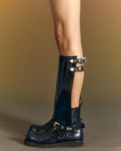 Andersson Bell (Women) HEATHER CUT-OUT LONG BOOTS aaa343w(BLUE BLACK)