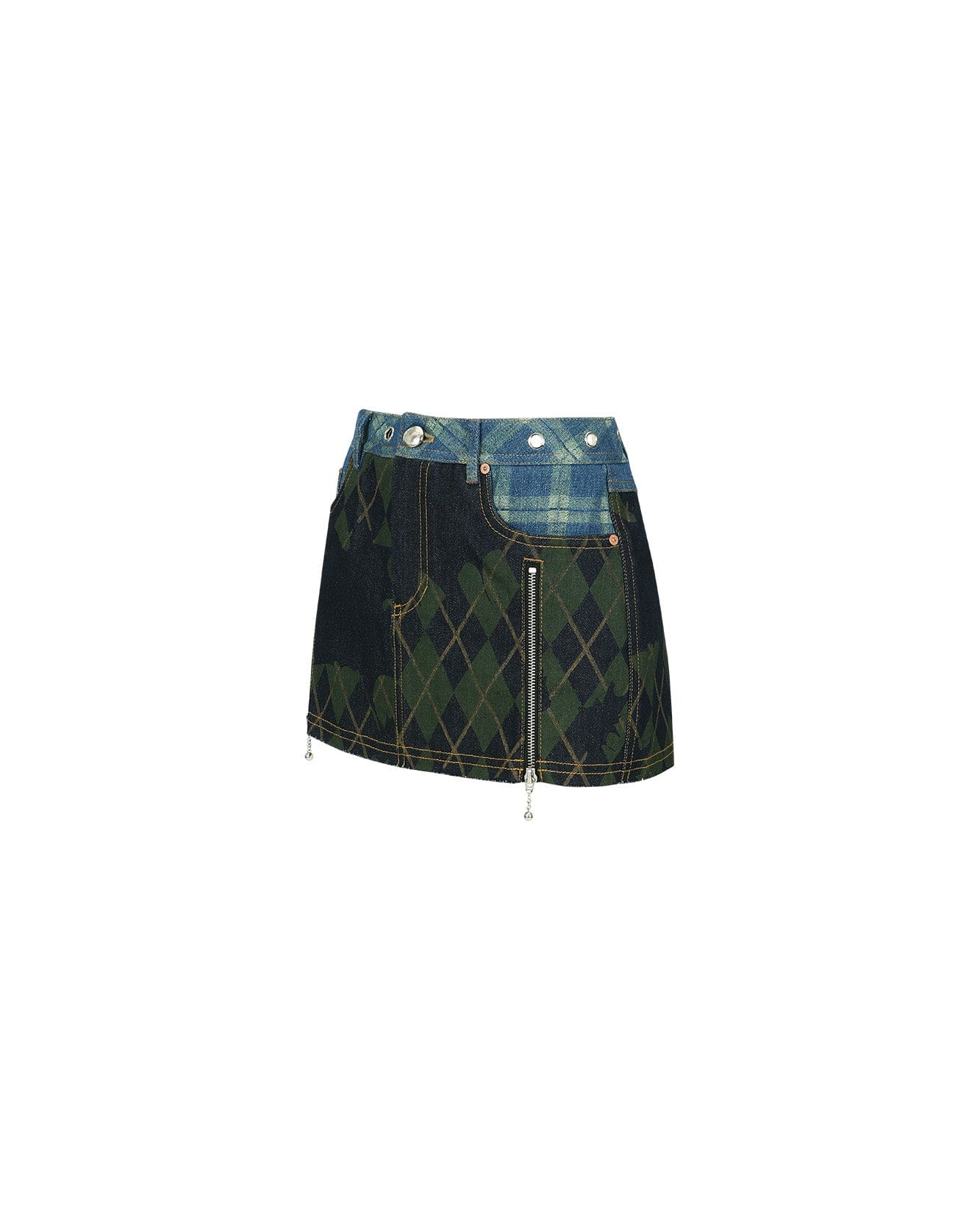 Andersson Bell (WOMEN) KIKI BROKEN ARGYLE DENIM SKIRT apa669w(BLUE)