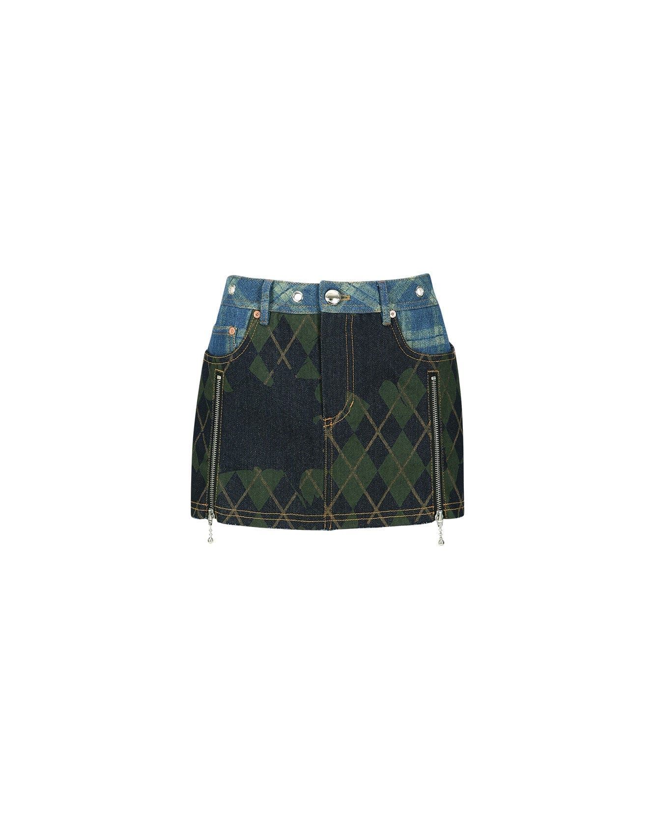 Andersson Bell (WOMEN) KIKI BROKEN ARGYLE DENIM SKIRT apa669w(BLUE)