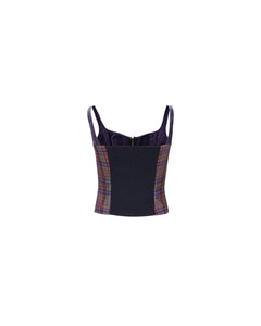 Andersson Bell (WOMEN) KIRA LACE CHECK ZIP-UP TOP atb995w(PURPLE)