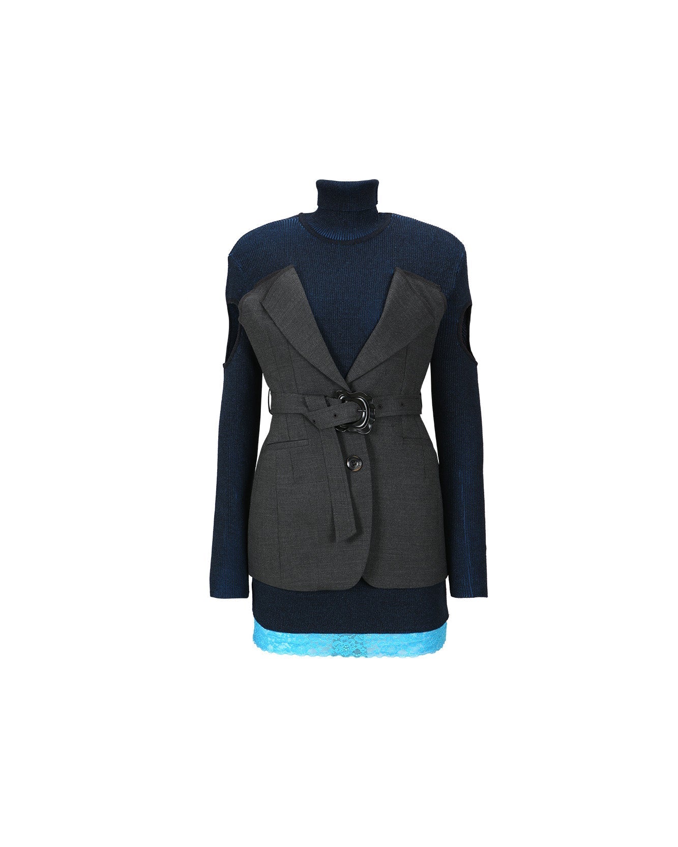 Andersson Bell (WOMEN) LERA TAILORED COMBO KNIT DRESS atb987w(CHARCOAL)